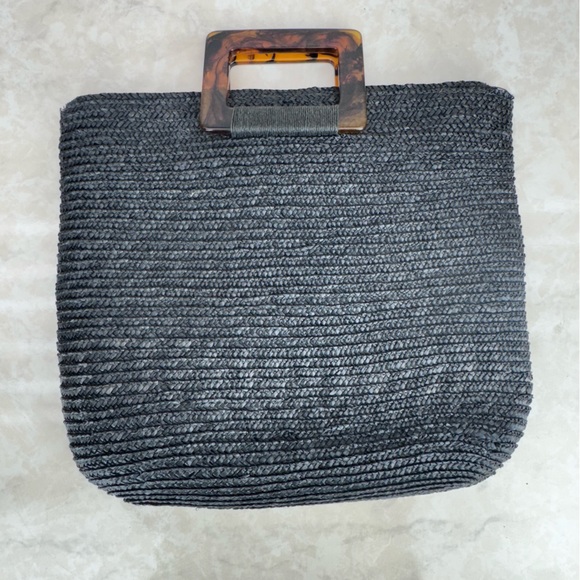 Black Purse with Faux Tortoiseshell handles - Picture 1 of 7